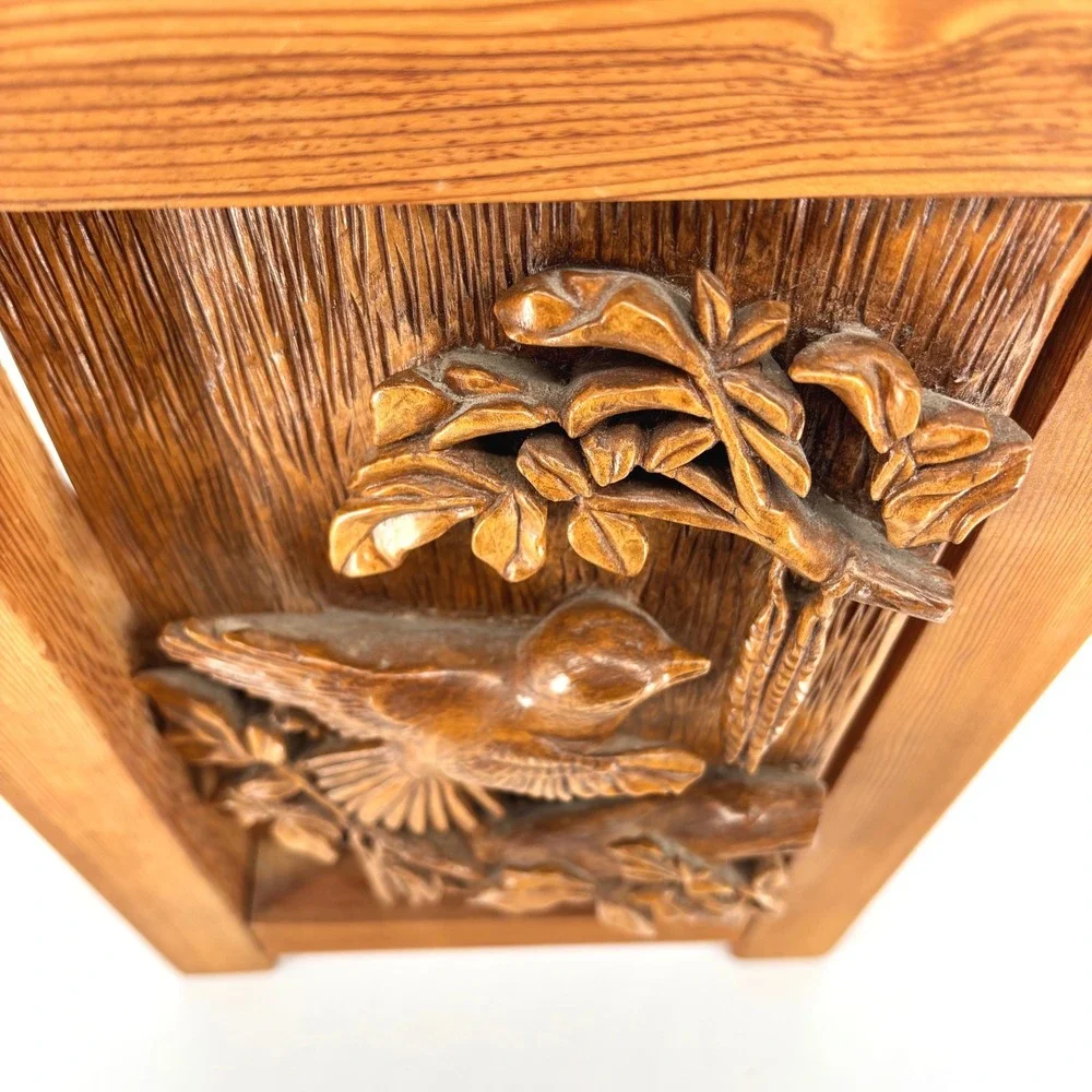 Vintage 1975 Hand Carved Wood Bird Relief Wall Plaque Art Signed